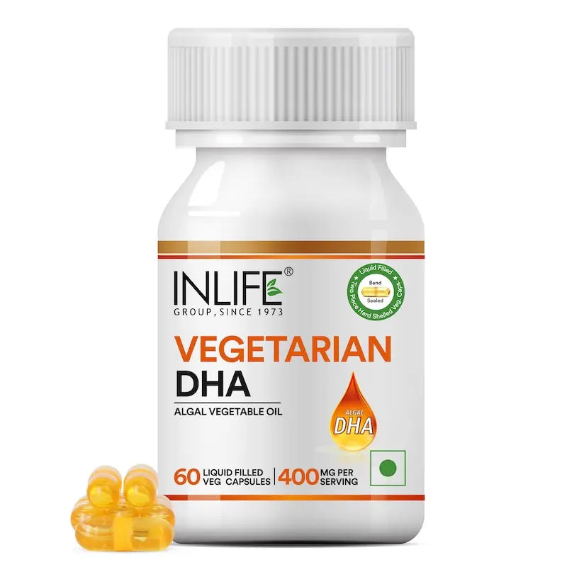 Inlife Vegetarian DHA, Omega 3 Algal Oil Supplement, 400mg per serving - 60 Veg. Capsules