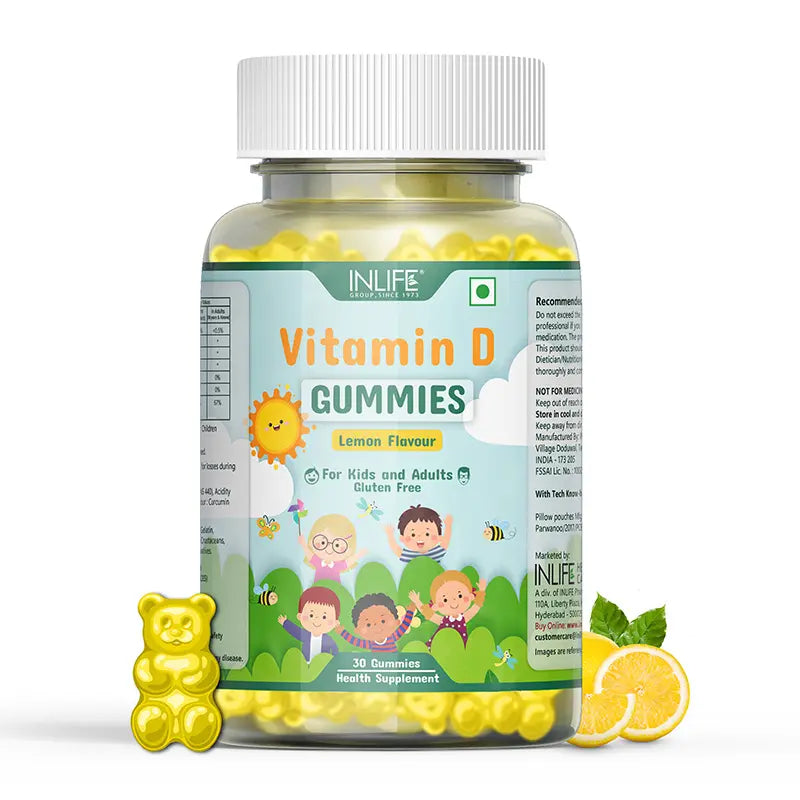 Inlife Vitamin D Supplement |400 IU| 30 Lemon Flavored Gummies