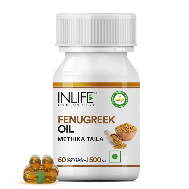 Inlife Fenugreek Oil Supplement | 500mg | 60 Veg. Capsules