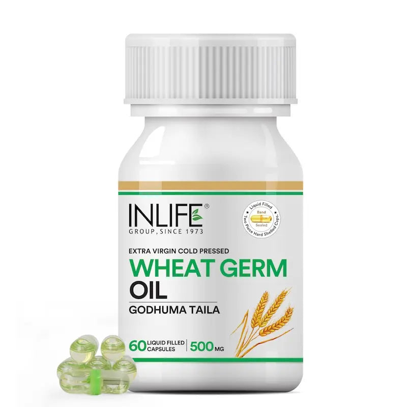 INLIFE Wheat Germ Oil Supplement, 500mg (60 Capsules), Natural Vitamin E