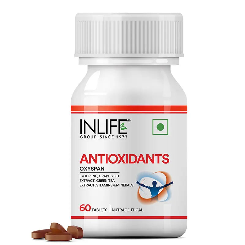 Inlife Antioxidants Supplement with Lycopene, Grape Seed, Green Tea Extract (60 Tablets)