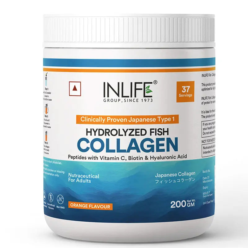 Inlife Japanese Marine Collagen Supplements for Women & Men | Clinically Proven Ingredient | 200g (Available in 3 Flavours)