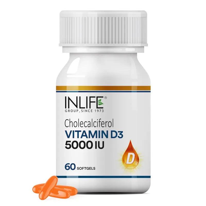 Inlife Vitamin D3 5000 IU Cholecalciferol Supplement - 60 Softgels