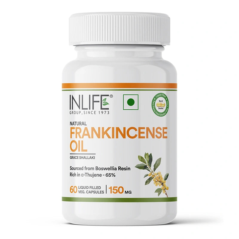 Inlife Natural Frankincense Oil | Liquid-Filled Veg. Capsules | 150 mg