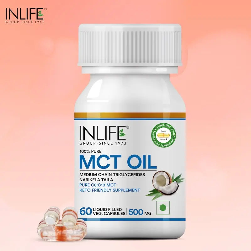 Inlife MCT Oil C8 C10 Supplement | 500mg | 60 Veg. Capsules