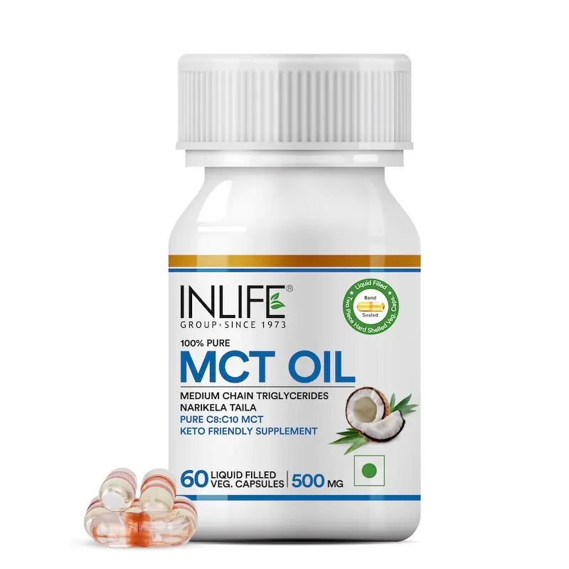 Inlife MCT Oil C8 C10 Supplement | 500mg | 60 Veg. Capsules