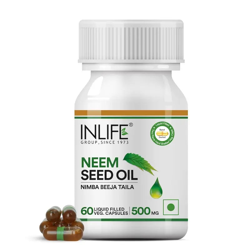 Inlife Neem Seed Oil Supplement | 500mg | 60 Veg. Capsules