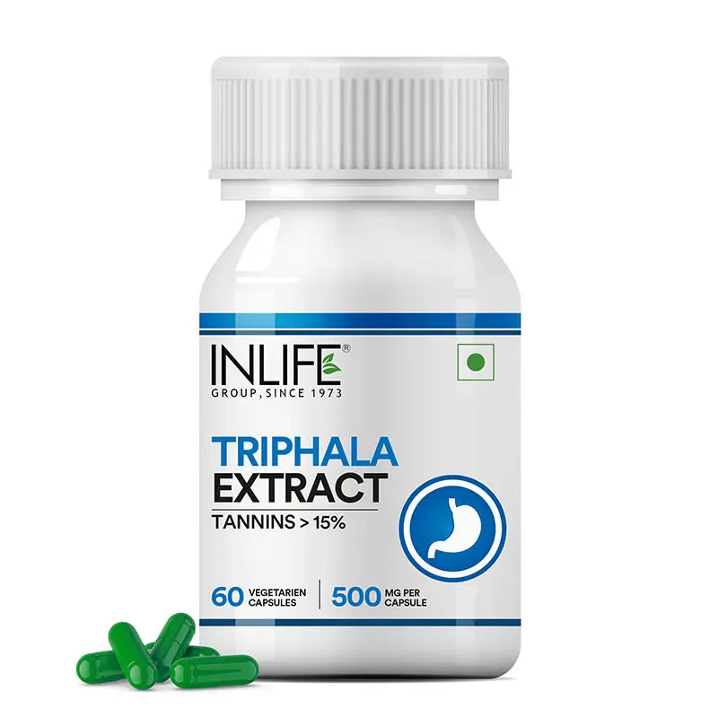 Inlife Triphala Extract Supplement (Tannins>15%) | 500mg | 60 Veg. Capsules