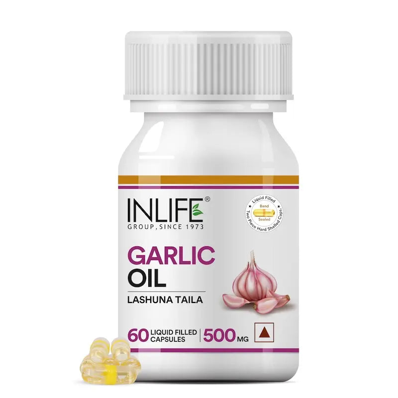 Inlife Garlic Oil Supplement | 500mg | 60 Veg. Capsules