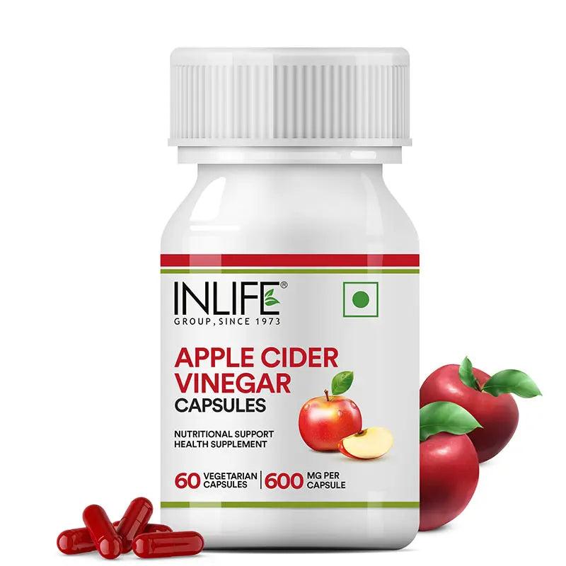 Inlife Apple Cider Vinegar Supplement, 600mg - 60 Vegetarian Capsules