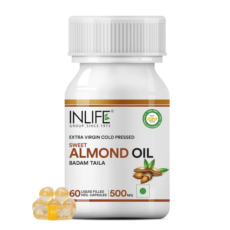 Inlife Sweet Almond Oil Capsules Supplement | 60 Veg. Capsules