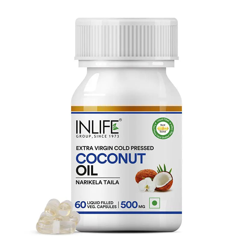 Inlife Coconut Oil Supplement | 500mg | 60 Veg. Capsules