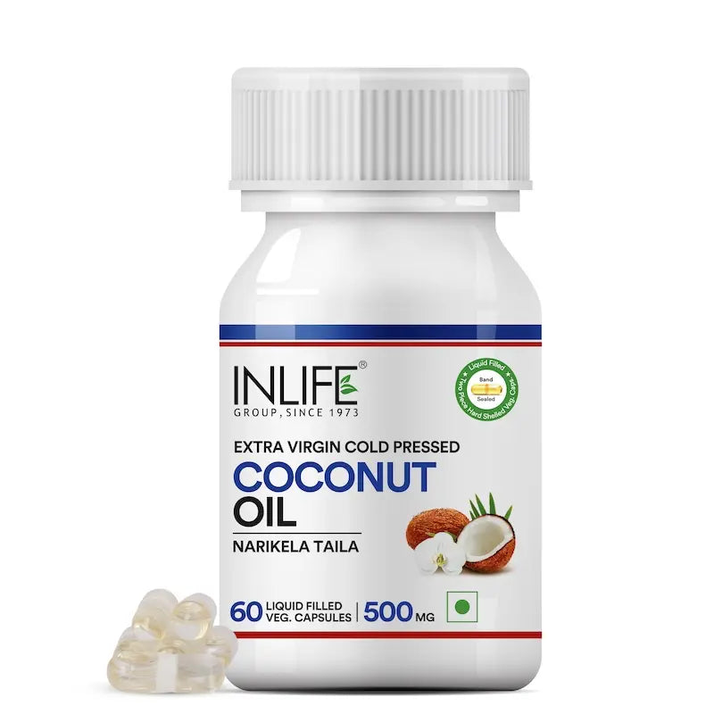 Inlife Coconut Oil Supplement | 500mg | 60 Veg. Capsules