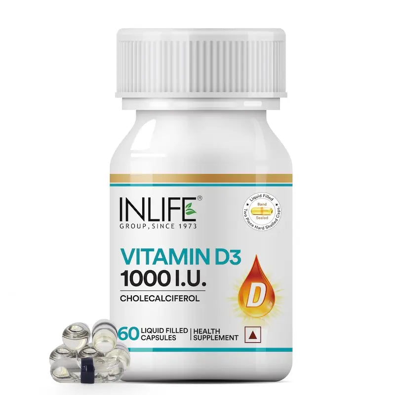 Inlife Vitamin D3 1000 IU Supplement | 60 Capsules