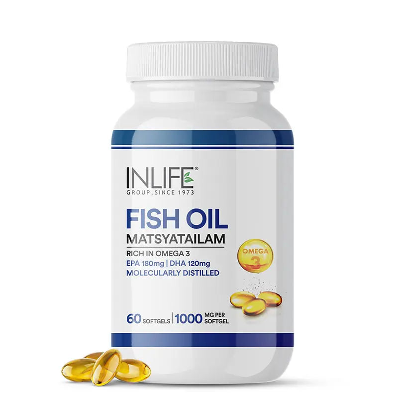 Inlife Fish Oil Capsules Omega 3 Supplement | 1000mg | 60 Softgels