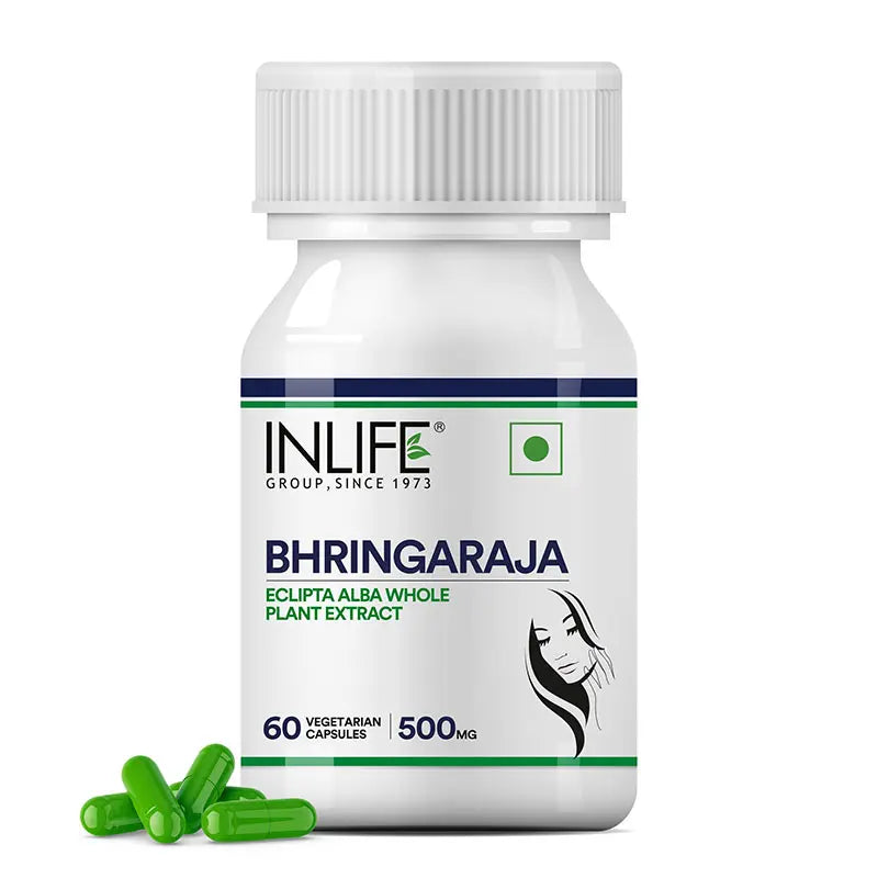 Inlife Bhringraja Extract Supplement | 500mg |60 Veg. Capsules