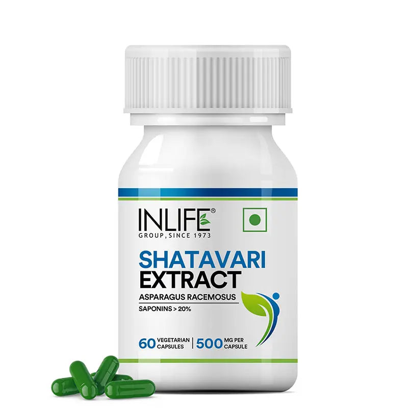 Inlife Shatavari Extract (Saponins>20%), 500mg | Veg. Capsules