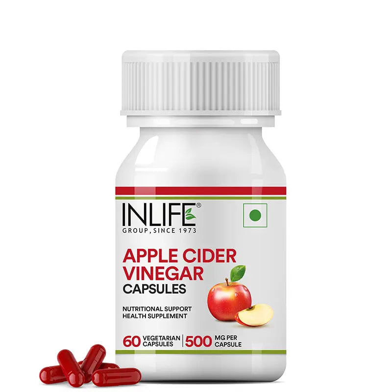 Inlife Apple Cider Vinegar Supplement, 500mg - 60 Vegetarian Capsules