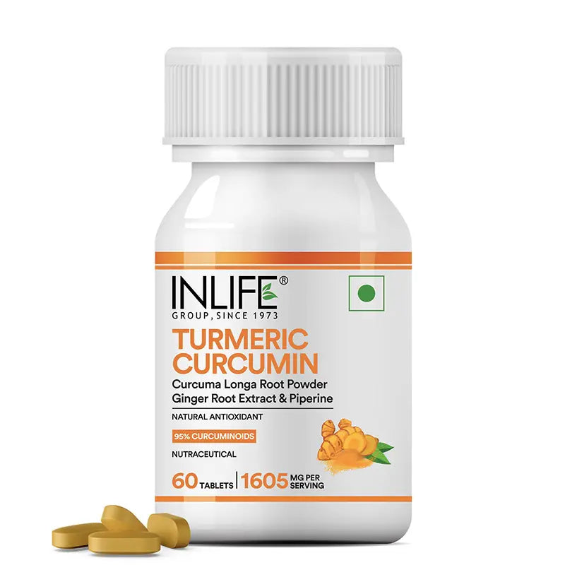 Inlife Turmeric Curcumin Tablets with Piperine | 95% Curcuminoids High-Absorption Supplements | Anti-Inflammatory & Antioxidant Support | 1605 mg per serving |60 Veg. Tablets