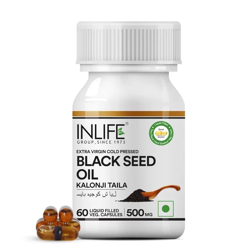 Inlife Black Seed Oil Supplement | Kalonji Oil Capsules | 500mg | 60 Veg. Capsules