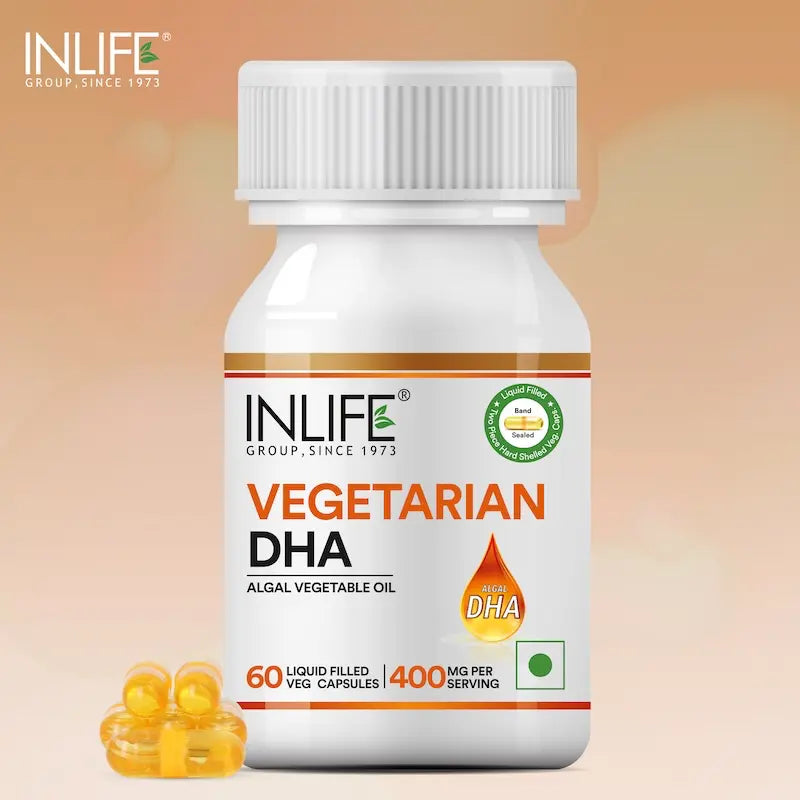 Inlife Vegetarian DHA, Omega 3 Algal Oil Supplement, 400mg per serving - 60 Veg. Capsules