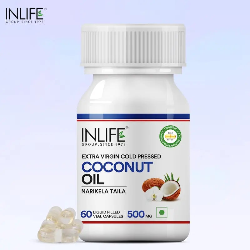 Inlife Coconut Oil Supplement | 500mg | 60 Veg. Capsules