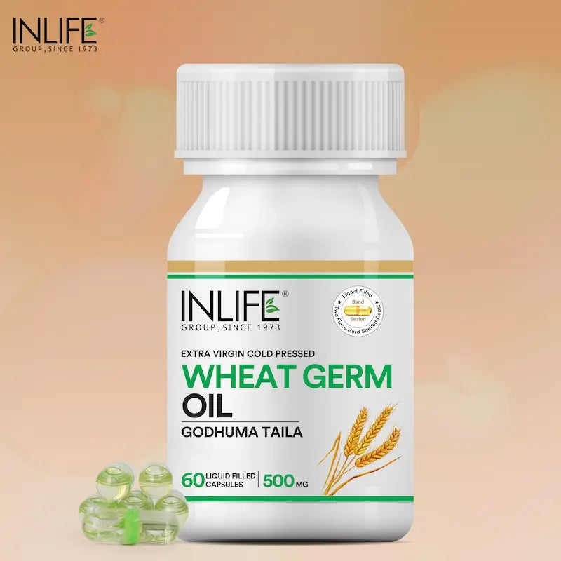 INLIFE Wheat Germ Oil Supplement, 500mg (60 Capsules), Natural Vitamin E