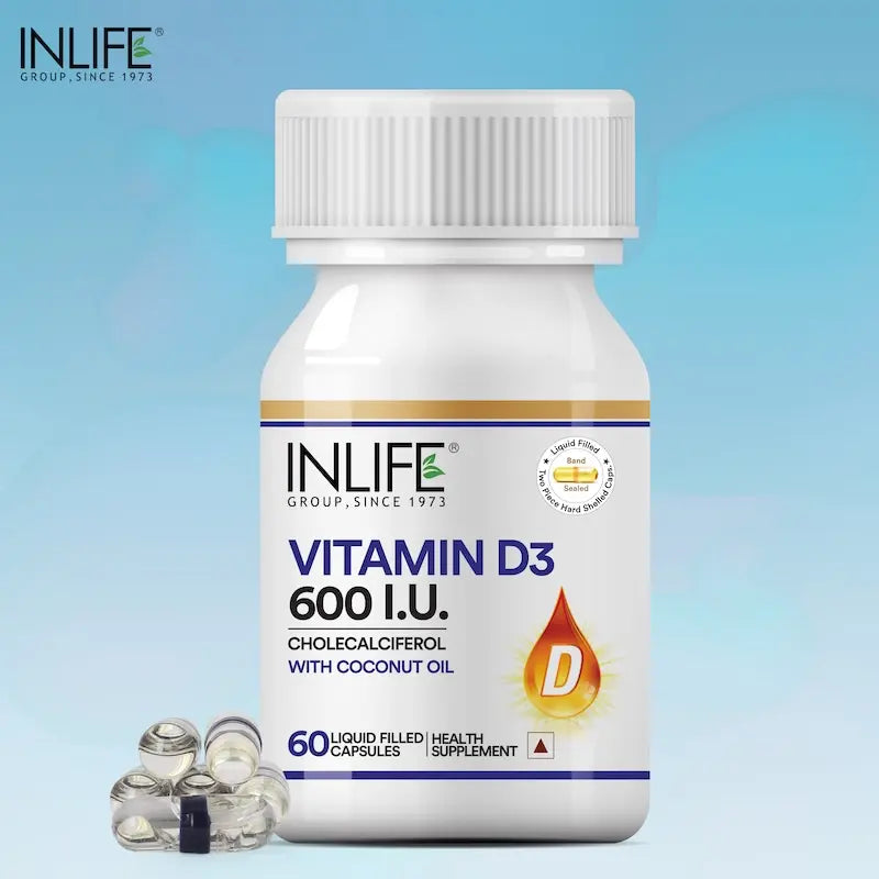 Inlife Vitamin D3 600 IU Cholecalciferol Supplement | 60 Capsules