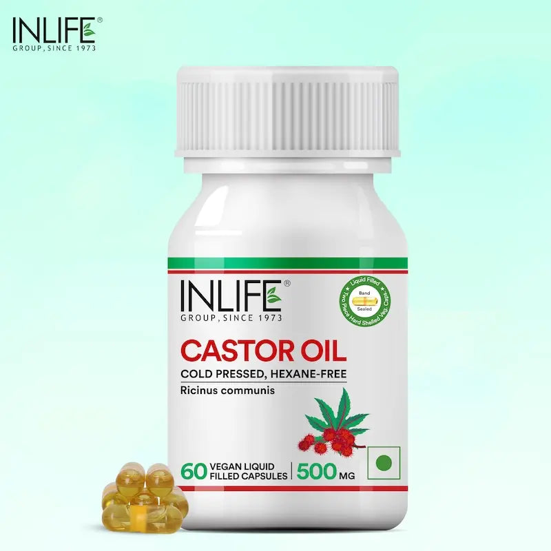 Inlife Castor Oil Supplement | 500mg | 60 Veg. Capsules