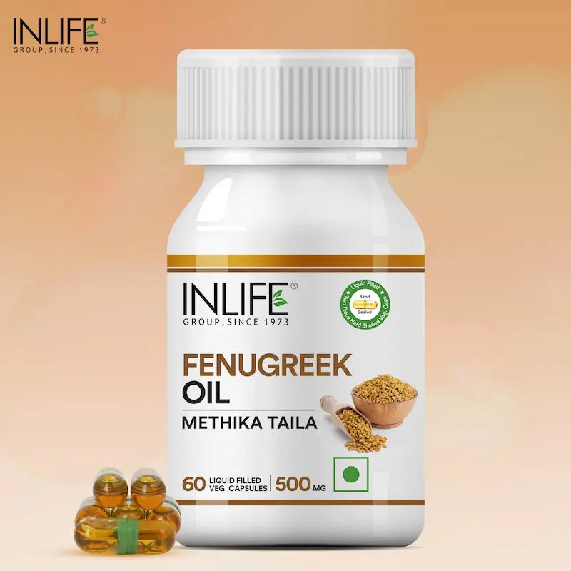 Inlife Fenugreek Oil Supplement | 500mg | 60 Veg. Capsules