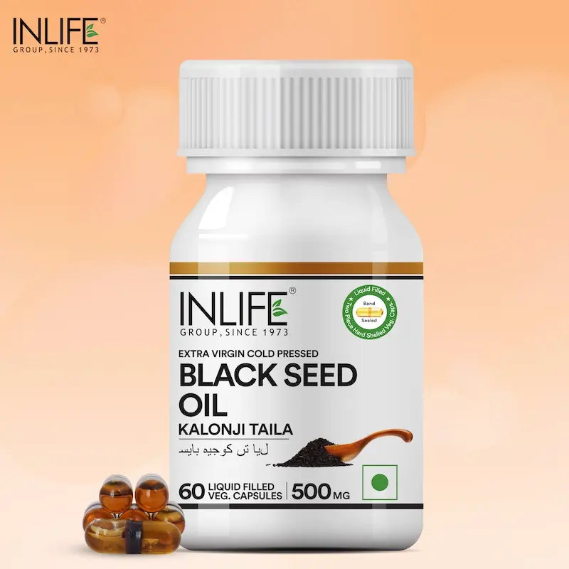 Inlife Black Seed Oil Supplement | Kalonji Oil Capsules | 500mg | 60 Veg. Capsules