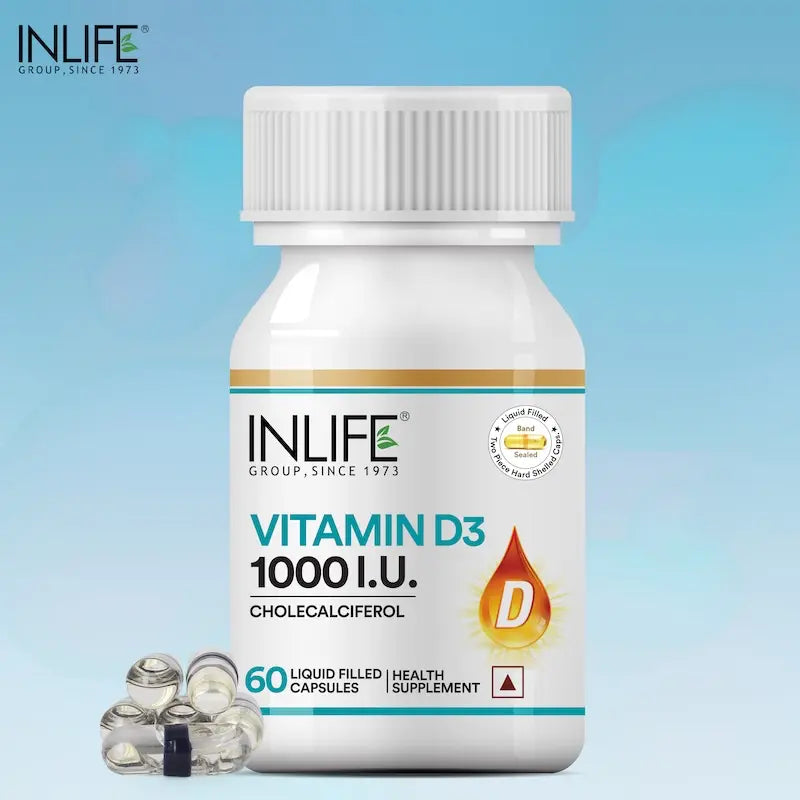 Inlife Vitamin D3 1000 IU Supplement | 60 Capsules