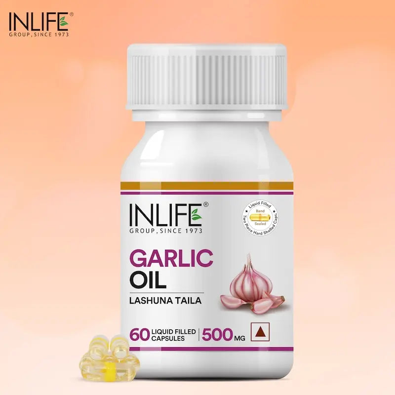 Inlife Garlic Oil Supplement | 500mg | 60 Veg. Capsules