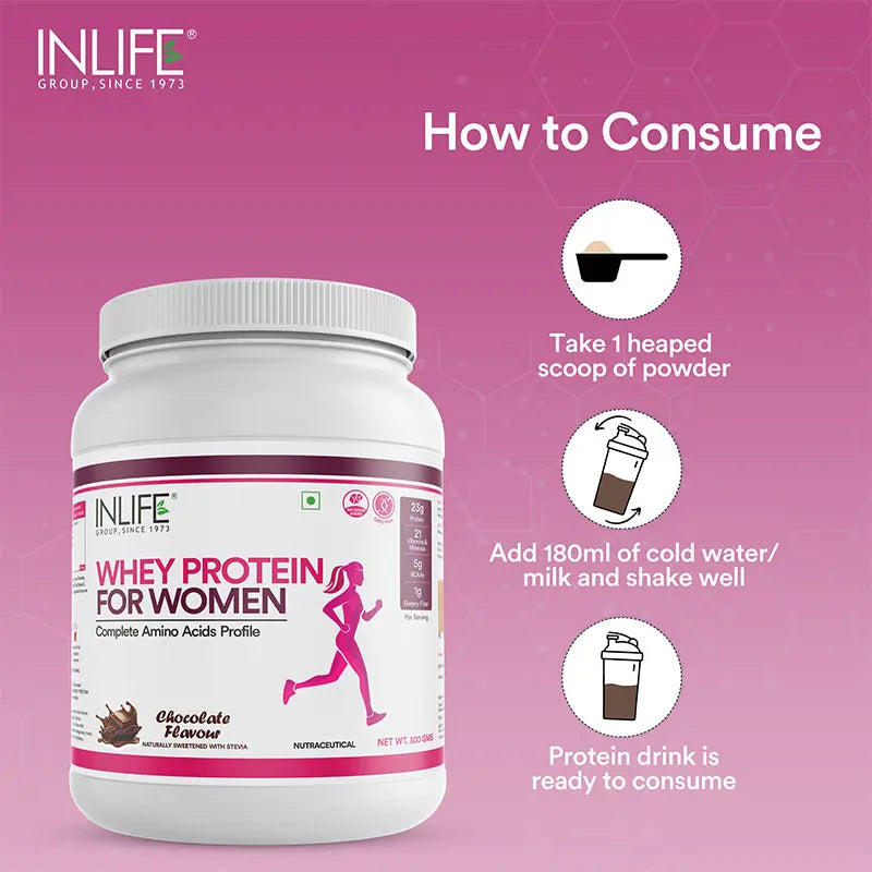 Inlife Whey Protein Powder for Women| 500g | Chocolate