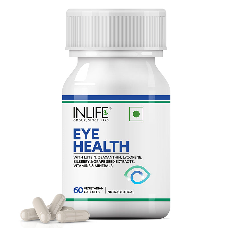 INLIFE Eye Health Supplement with Bilberry, Zeaxanthin - 60 Vegetarian Capsules