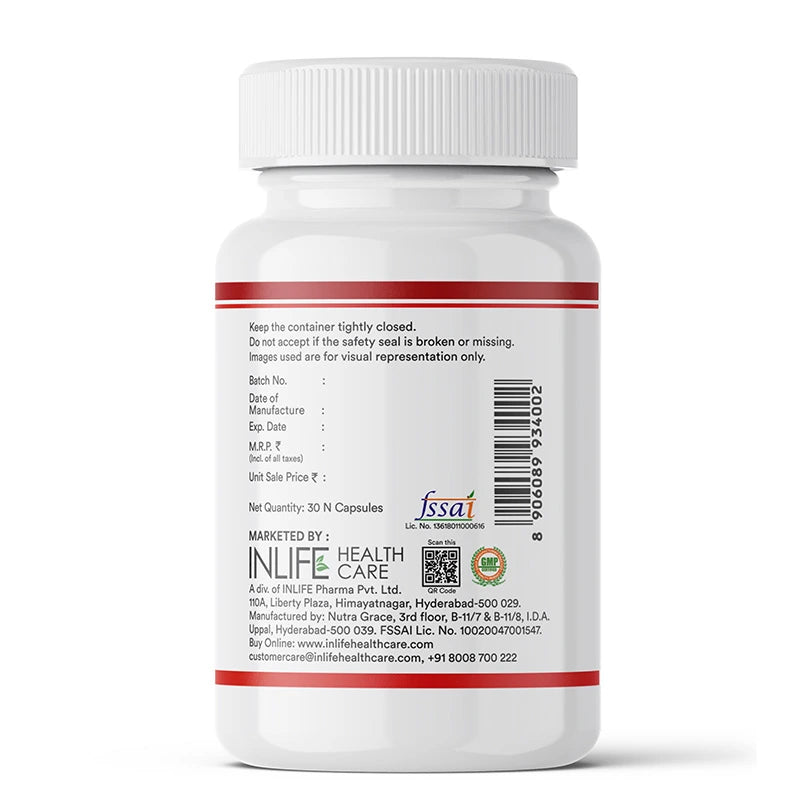 astaxanthin capsules label showing storage info, manufacturer and batch details, compliance and barcode