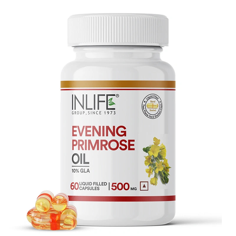 INLIFE Evening primrose oil 500mg 60 liquid filled capsules with bottle