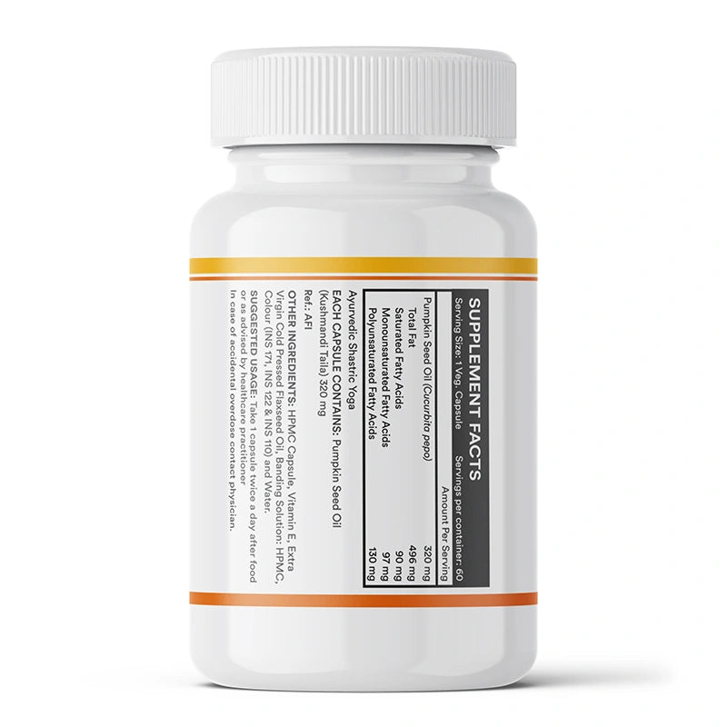 INLIFE Pumpkin seed oil capsules label showing supplement facts and suggested usage.