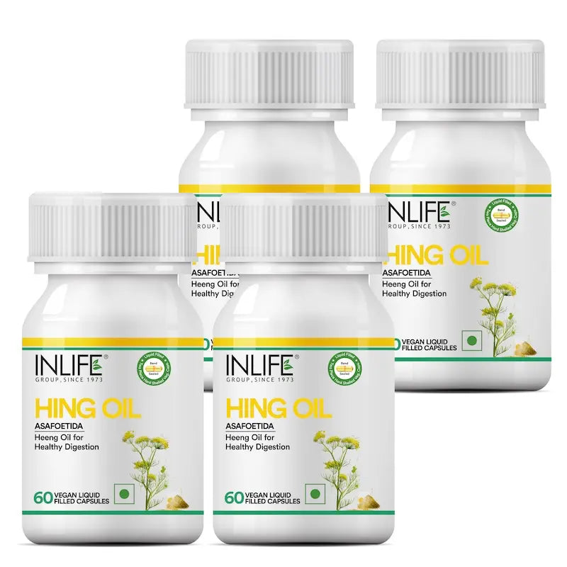 4-pack of Hing oil capsules for respiratory inner balance and Gut health 