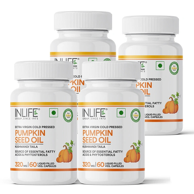 Pack of 4 bottles of INLIFE Pumpkin Seed Oil capsules 
