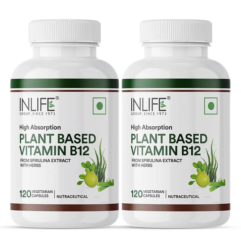 2-pack of Plant based vitamin b12 capsules for Brain health, red blood Cellular health, Bone and Joint health 