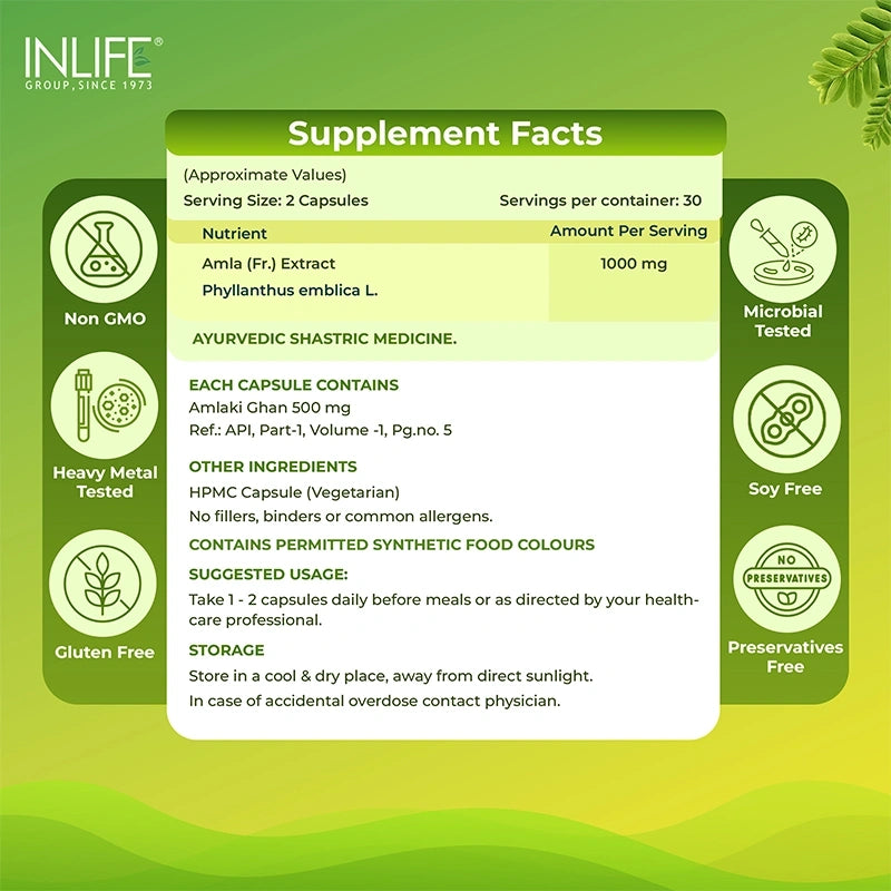 Inlife Amla extract capsules supplements facts .image