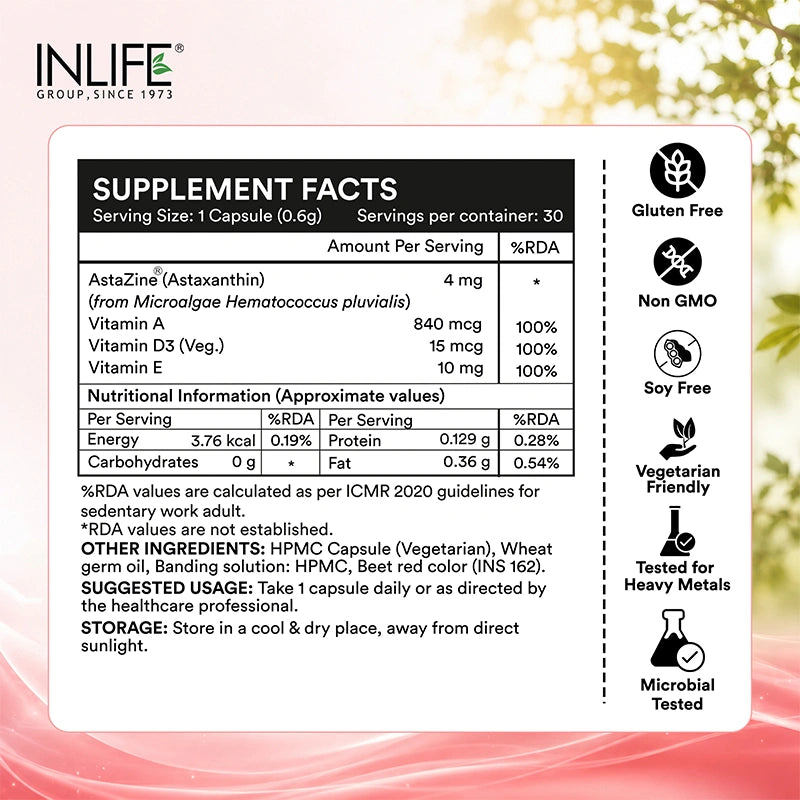 Inlife Astaxanthin Supplement facts .image
