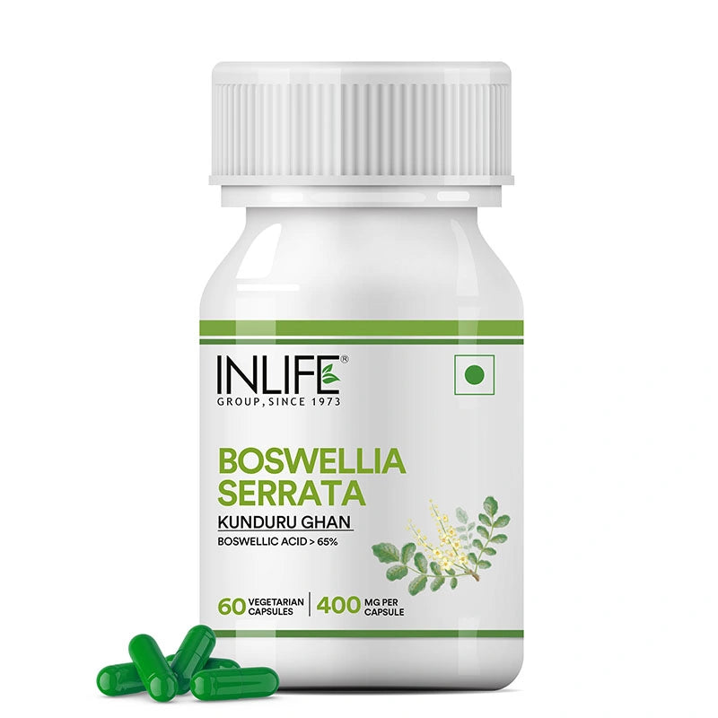 Inlife Boswellia serrata front bottle .image with capsules