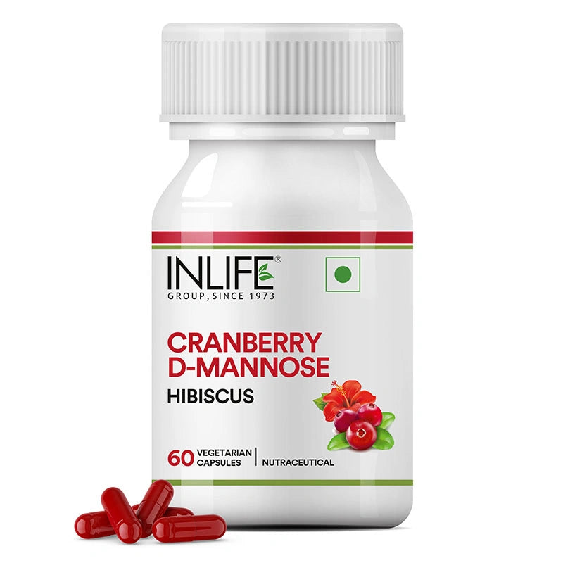 Bottle of 60 INLIFE Cranberry D-Mannose with capsules