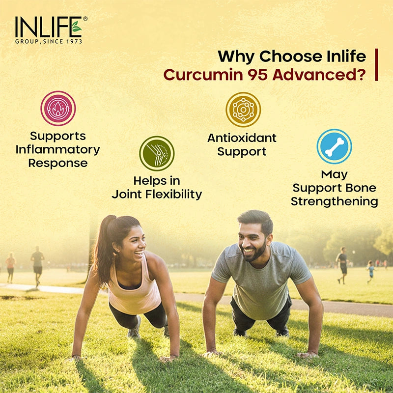 INLIFE Curcumin capsules helps in joint support, flexibility, infllammatory response & antioxidant action.