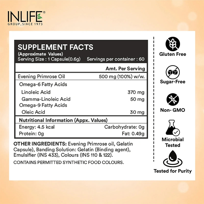 Inlife Evening Primrose oil supplement facts .image