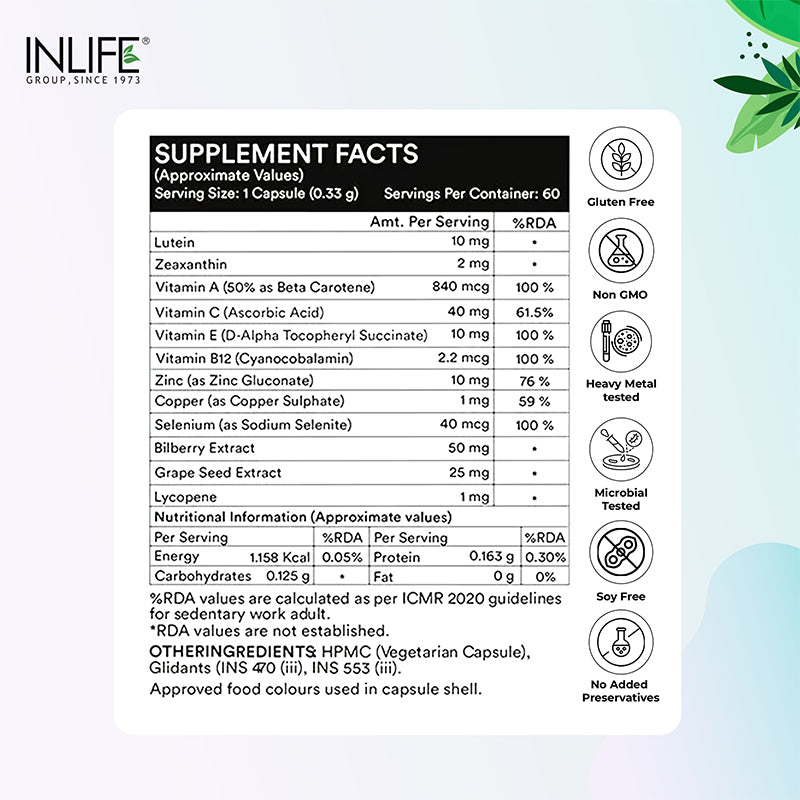 Inlife Eye health capsules supplement facts .image