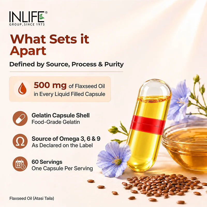 Inlife Flaxseed gelatin capsules key ingredient .image