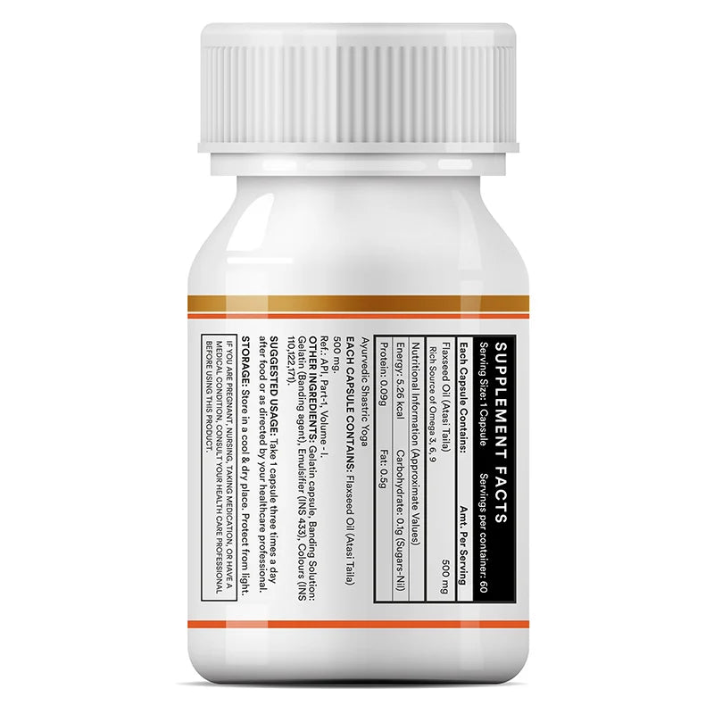 Inlife Flaxseed gelatin capsules left bottle .image